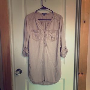Express pink twill shirt dress